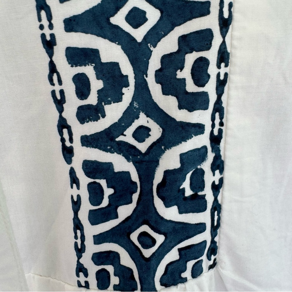 Roller Rabbit Mona Border Maricruz Dress Long Sleeve White Blue size XS - Picture 5 of 9